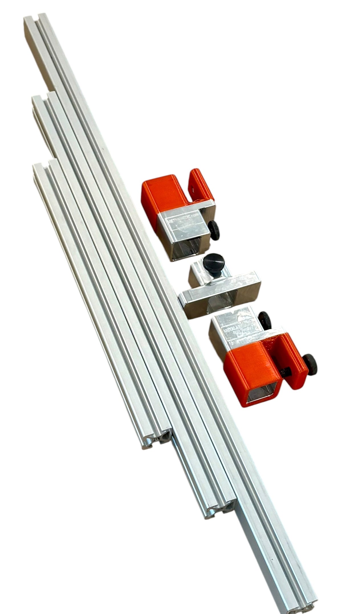 The Metal Medic Door Leverage Bar – PDR dent removal tool, front viewed long silver aluminum profile rails with two red and silver magnetic clamps, shown on a plain white background. Main image