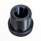 Underside of a black TPU hood stand lift arm cap showing the hollow mounting sleeve.
