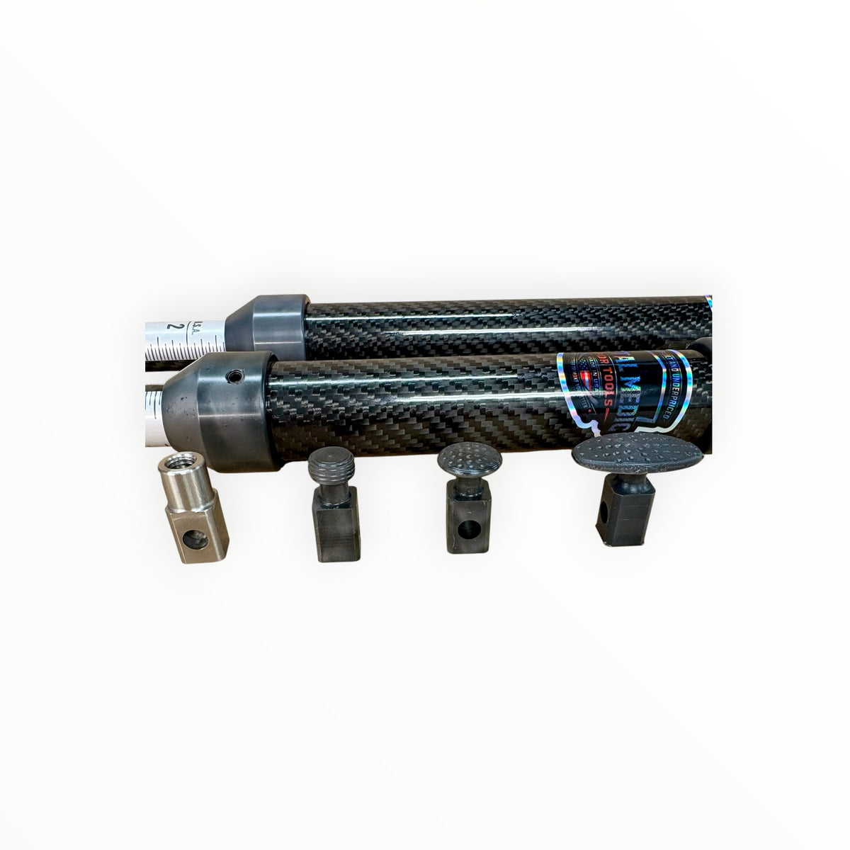 Rail-Gun carbon fiber bodies with three cold glue pulling tabs and a threaded adapter.